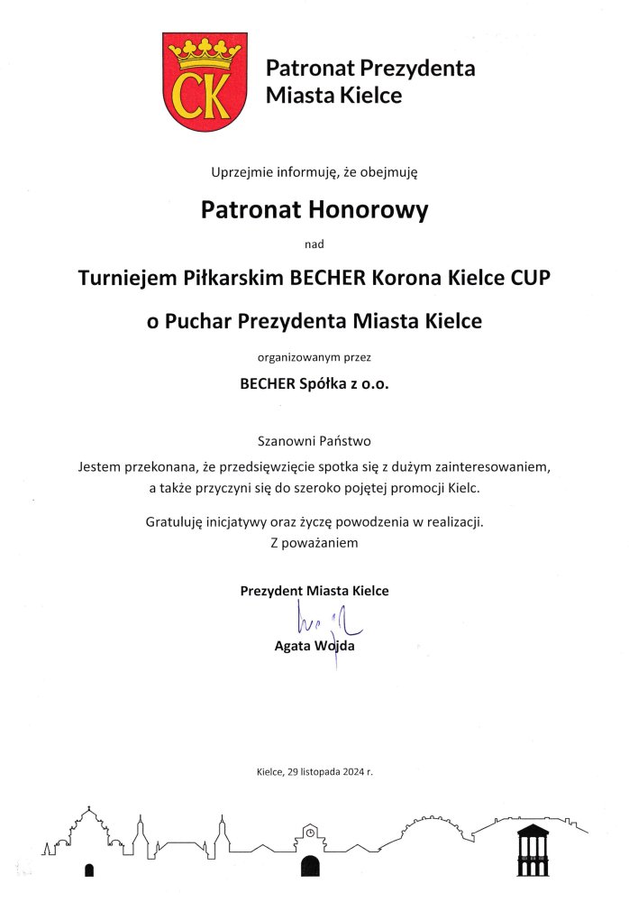 Dyplom patronat Becher CUP